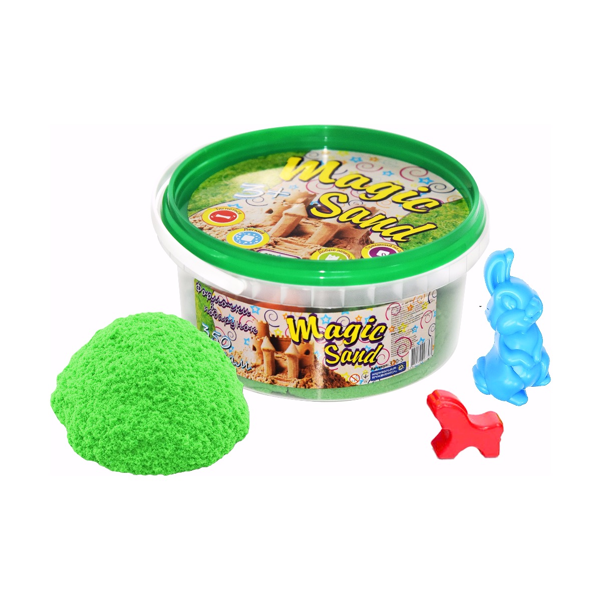 Кинетический песок Magic Sand зеленый в ведре 350 г (370-5)