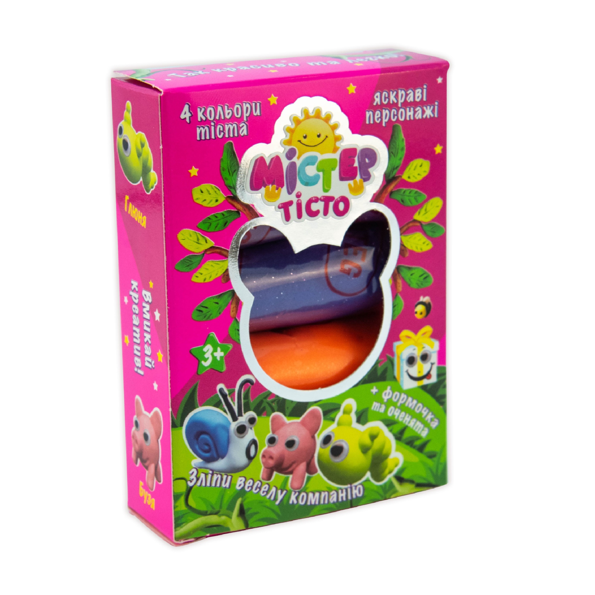 Набір маси для ліпки Містер тісто 4 кольори з глітером (71508)