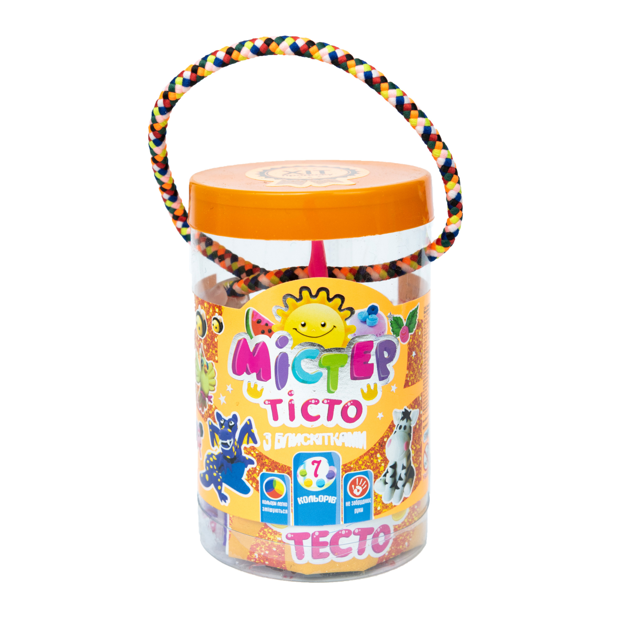 Набір маси для ліплення Містер тісто 7 кольорів з блискітками у блістері (71807)