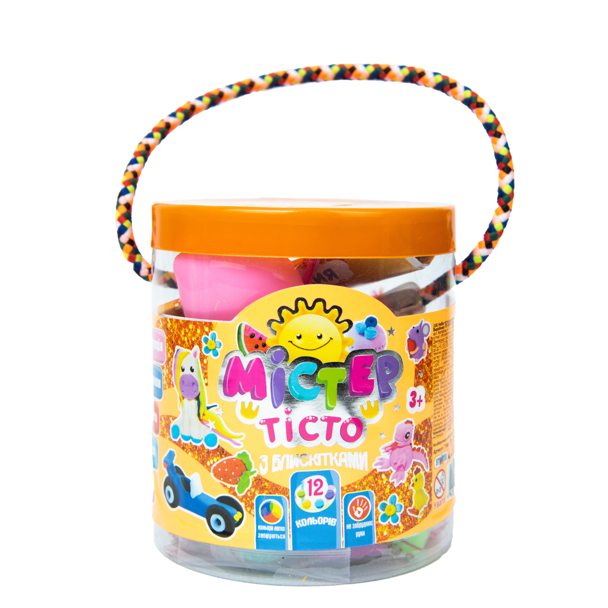 Набір маси для ліплення Містер тісто 12 кольорів з блискітками у блістері (71809)