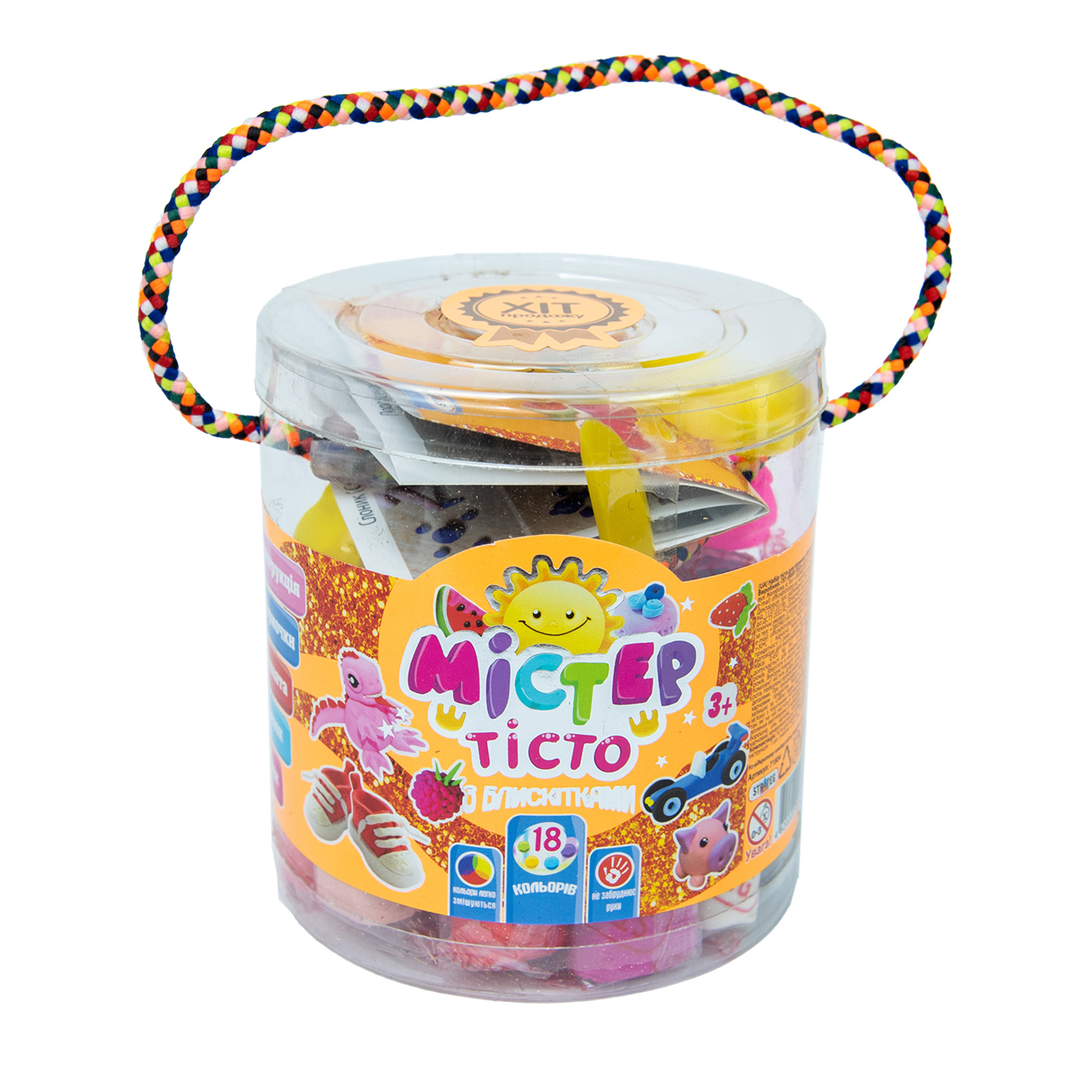 Набір маси для ліплення Містер тісто 18 кольорів з блискітками у блістері (71804)