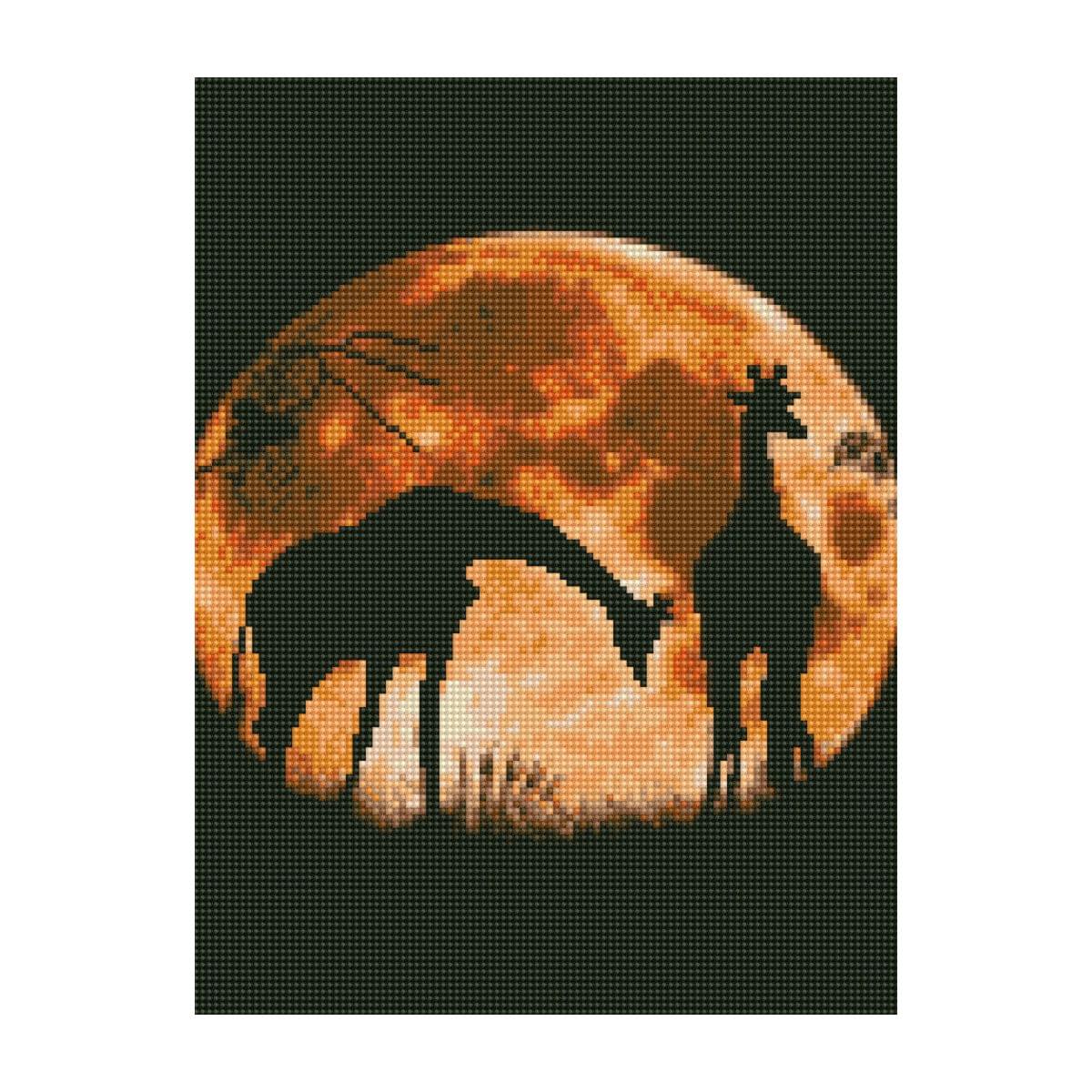 Алмазна мозаїка ПРЕМІУМ Жирафи на тлі місяця