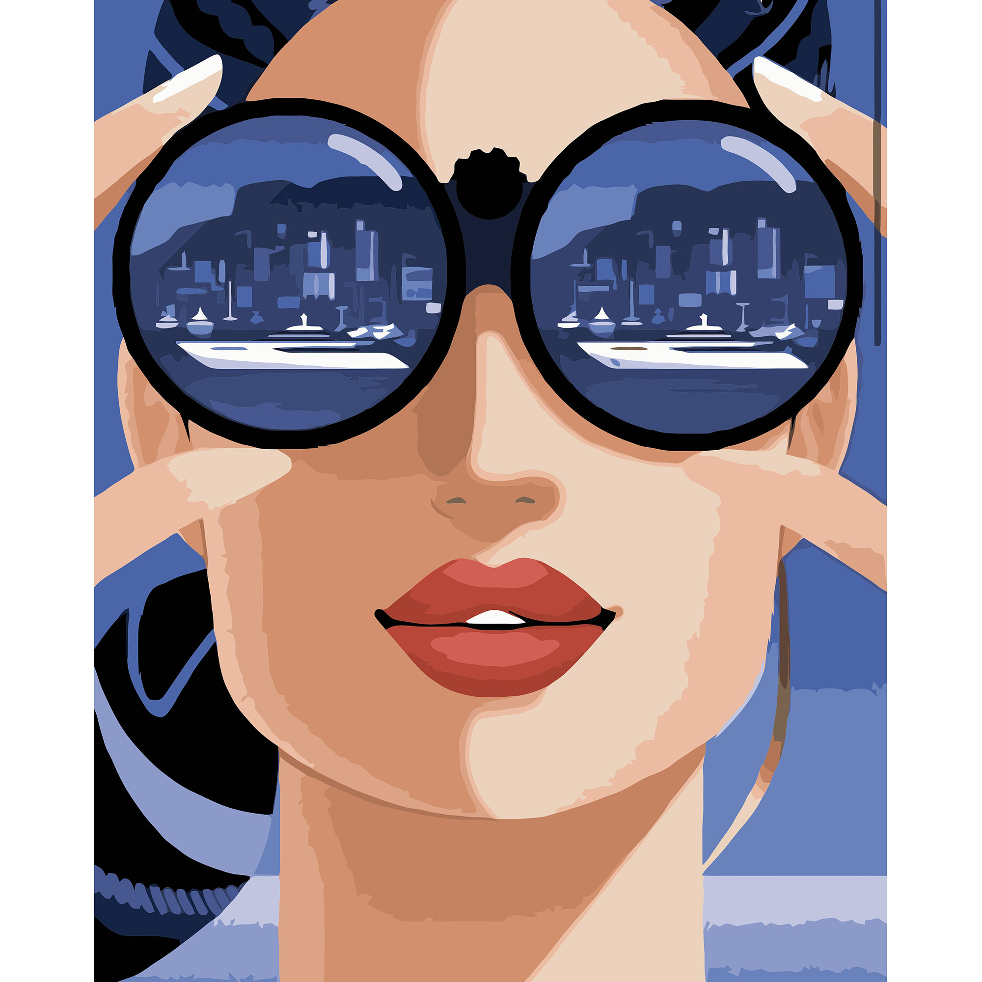 Картина за номерами ПРЕМІУМ Місто в біноклі з лаком