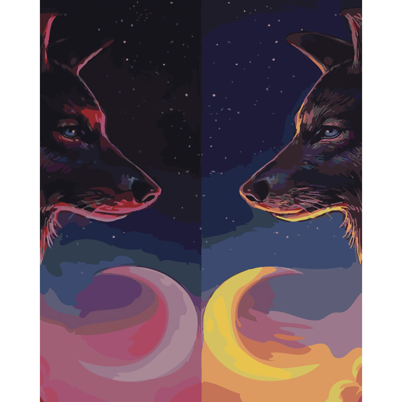 Картина за номерами ПРЕМІУМ Зеркальні хижаки з лаком