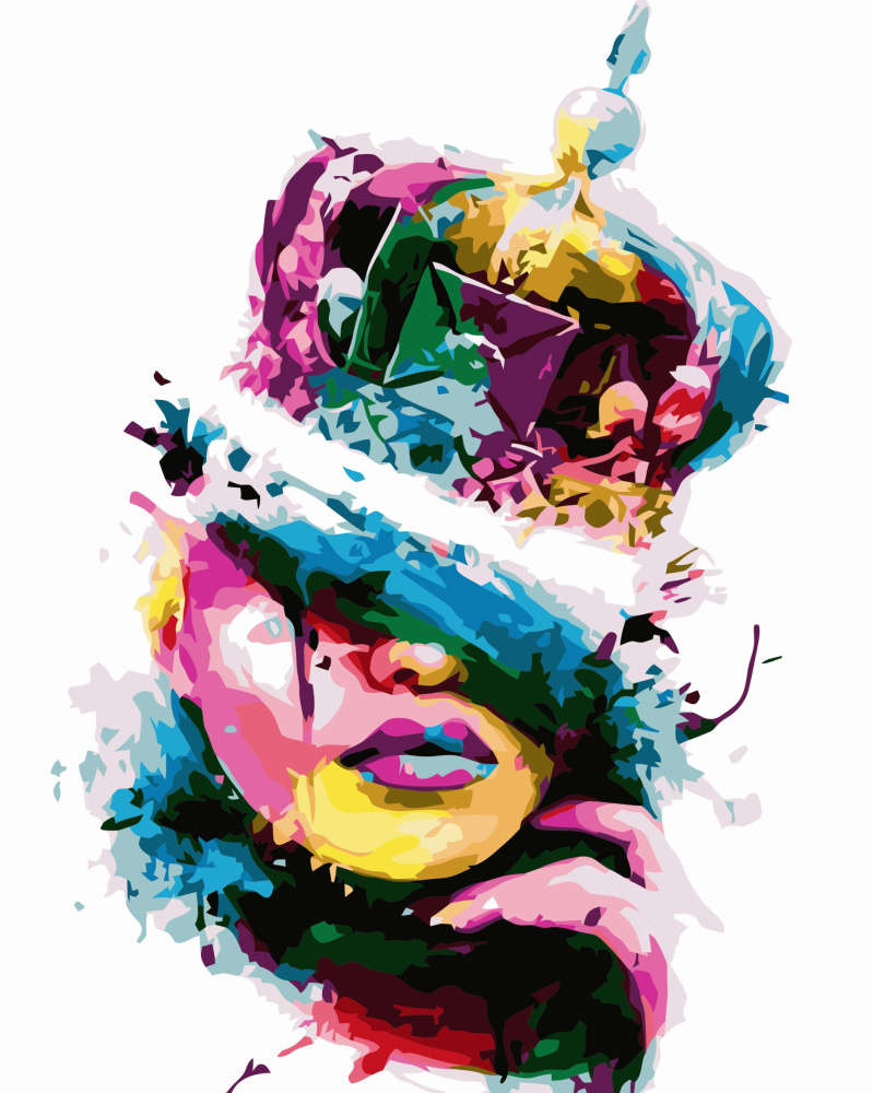 Picture by numbers PREMIUM Colorful queenwith varnish and a level size