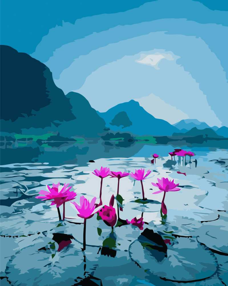 Blühende Seerose mit Lack