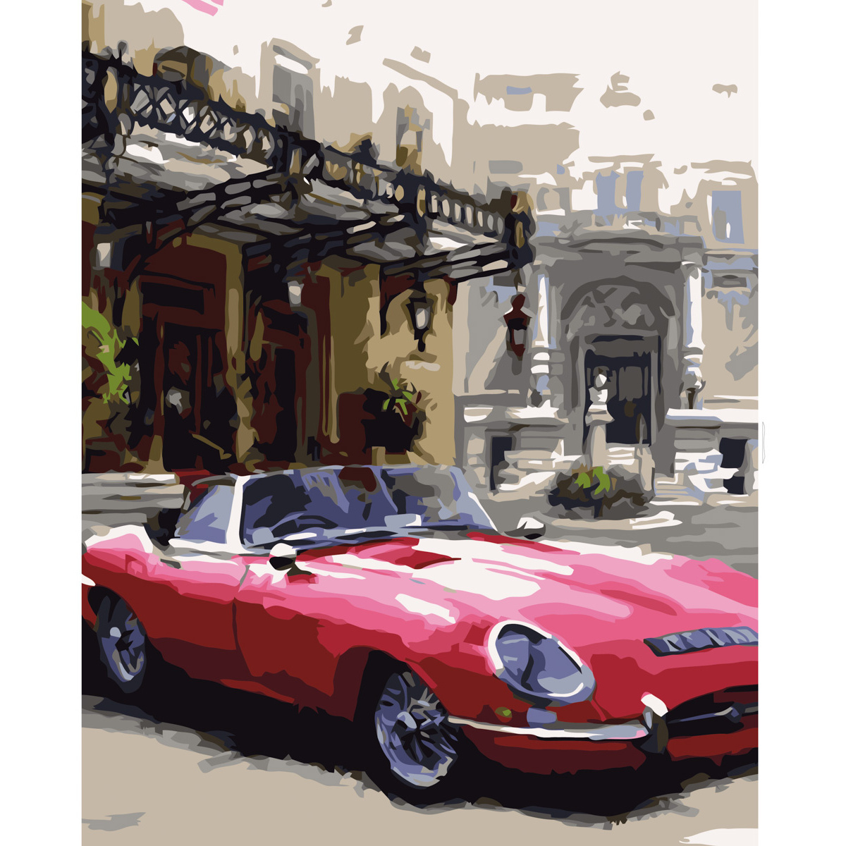 Картина по номерам ПРЕМИУМ Ретро ягуар с лаком