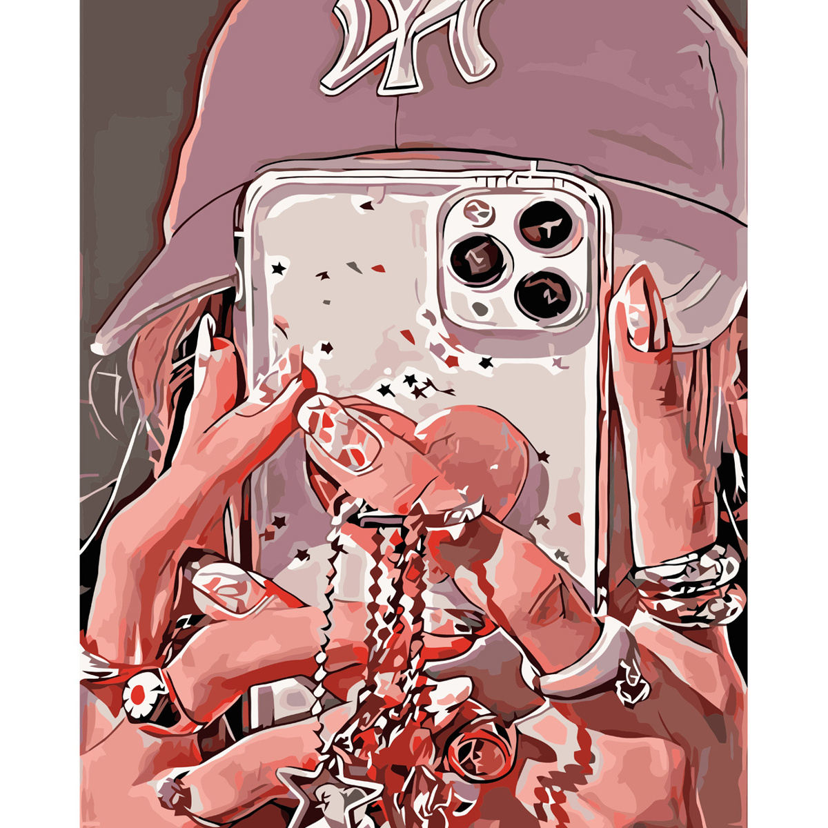 Картина по номерам ПРЕМИУМ Селфи стиля с лаком