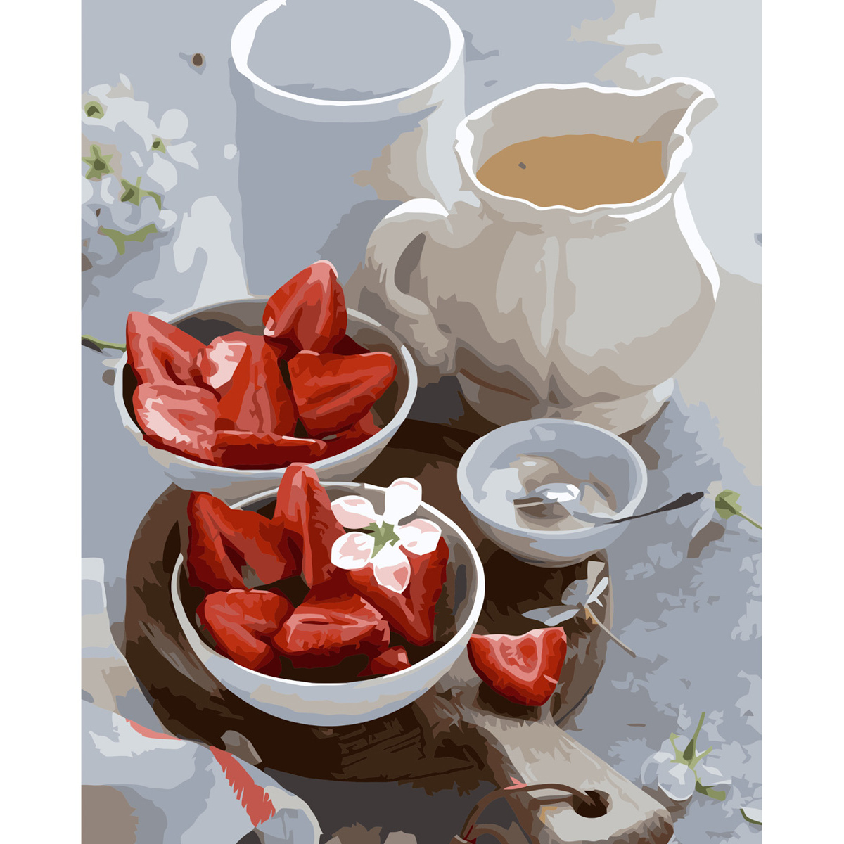 Картина за номерами ПРЕМІУМ Полунична ніжність з лаком