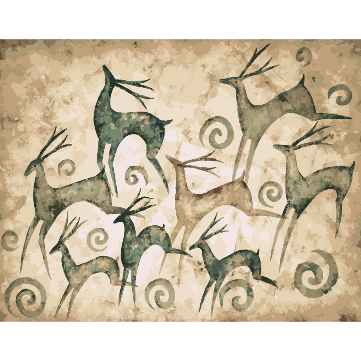 Картина за номерами ПРЕМІУМ Наскельний малюнок з лаком