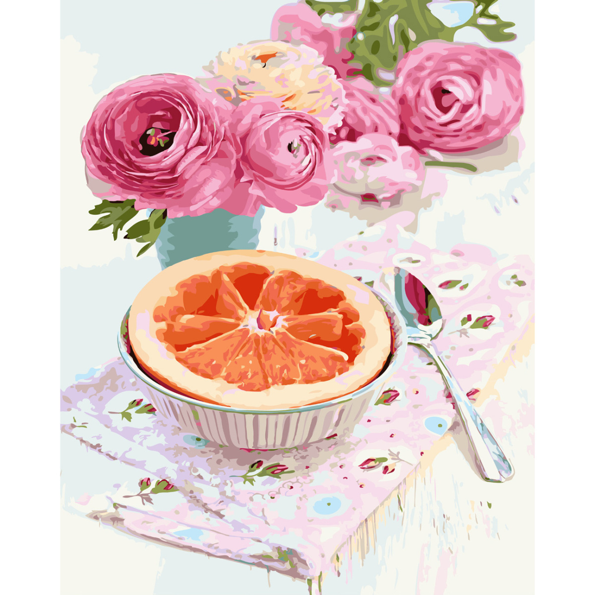 Картина за номерами ПРЕМІУМ Цитрус на десерт з лаком