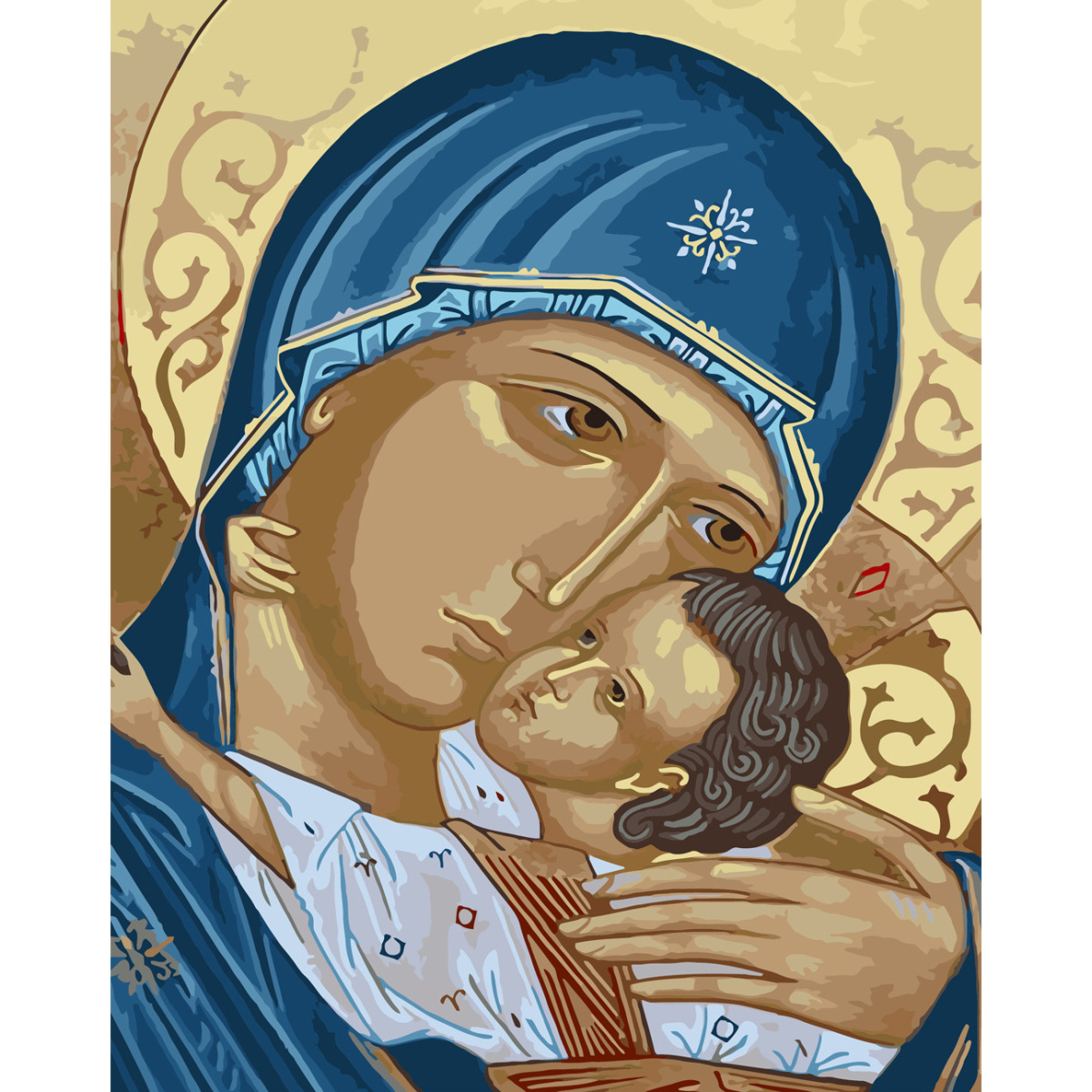 Картина за номерами ПРЕМІУМ Псково-Печерська ікона Зворушення з лаком