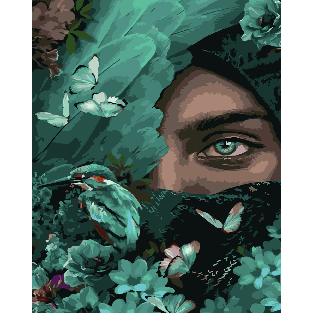 Картина по номерам ПРЕМИУМ Оттенки зеленого с лаком