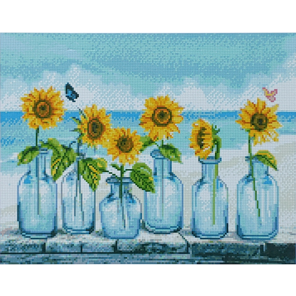 Алмазна мозаїка ПРЕМІУМ Соняшники в глечиках