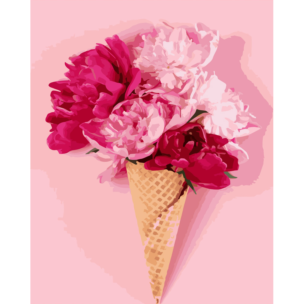 Pfingstrosen in einem Horn mit Lack