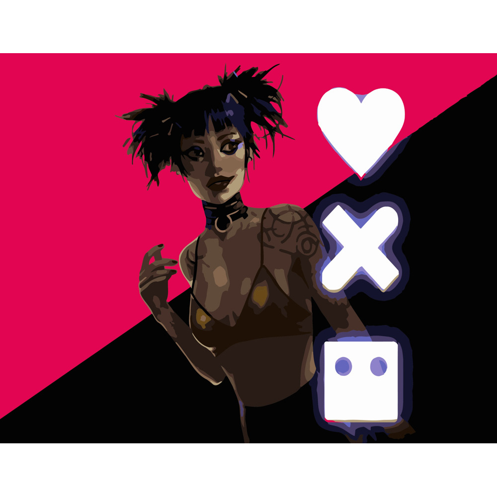 Картина за номерами ПРЕМІУМ Рожево-чорна Лора