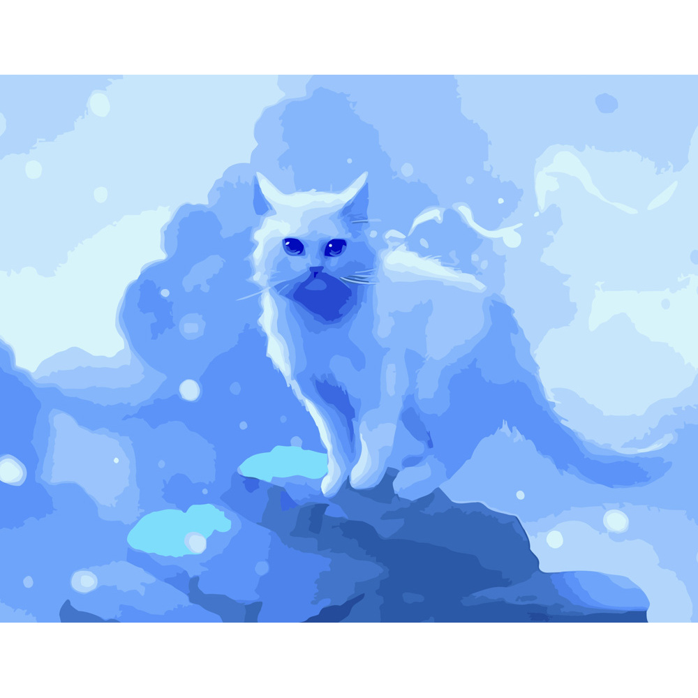 Картина по номерам ПРЕМИУМ Котик зимой