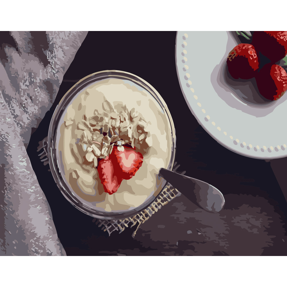 Картина по номерам ПРЕМИУМ Йогурт с клубникой