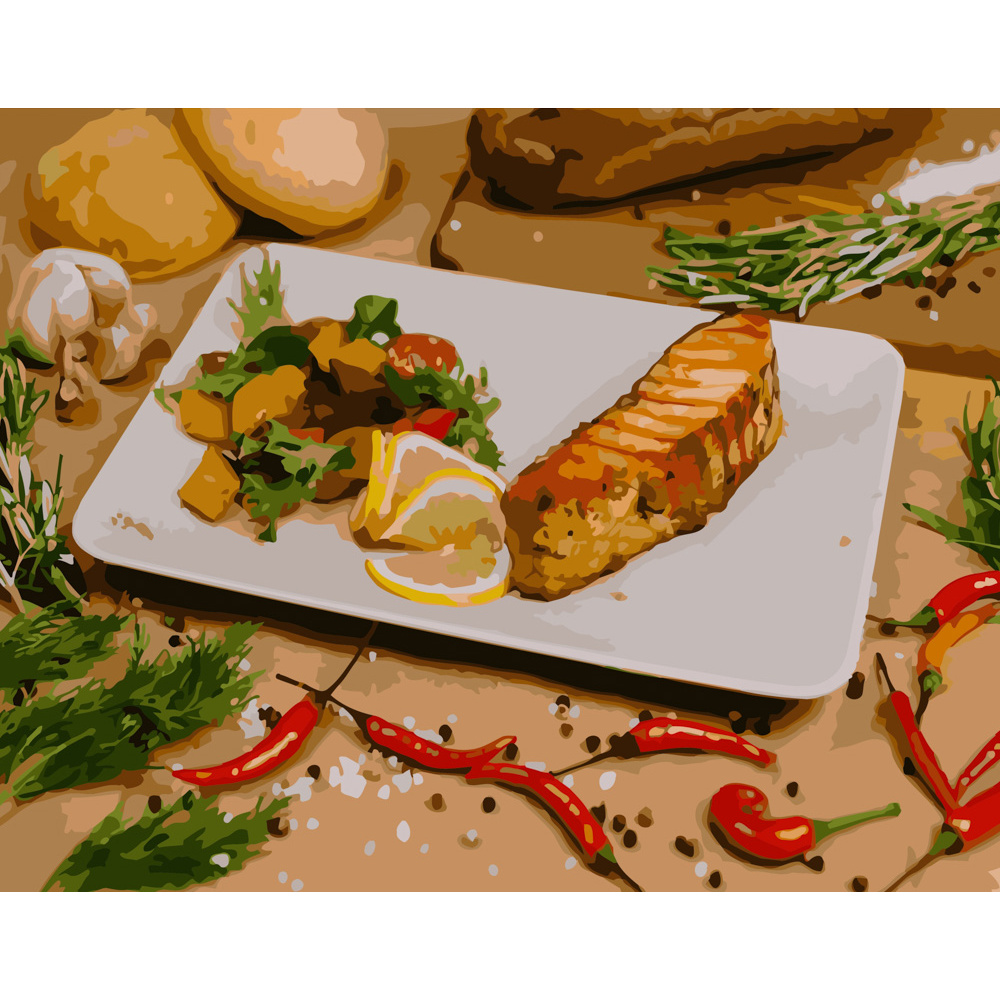 Картина за номерами ПРЕМІУМ Стейк із лосося