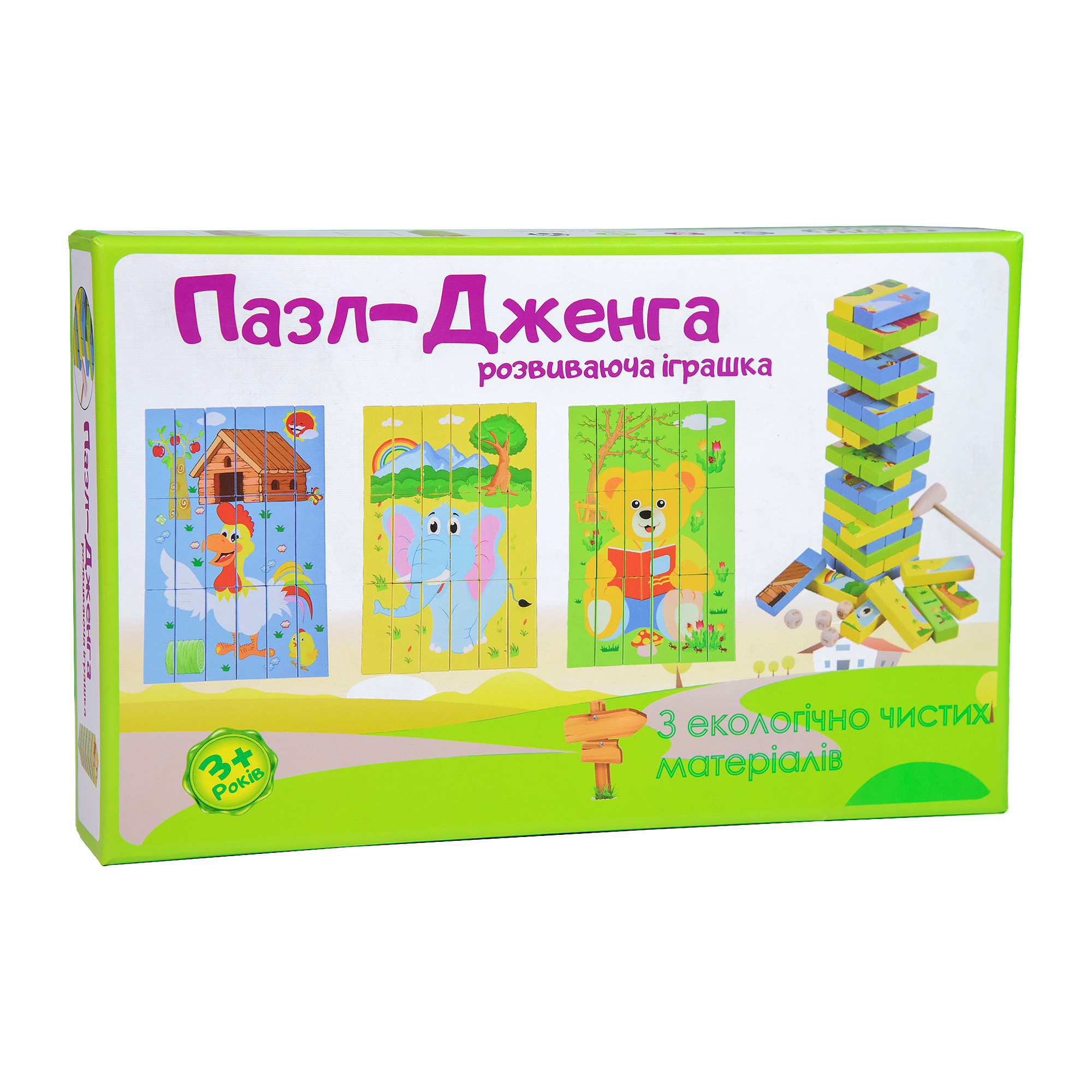 Wooden educational toy Puzzle-Jenga in Ukrainian (30979)