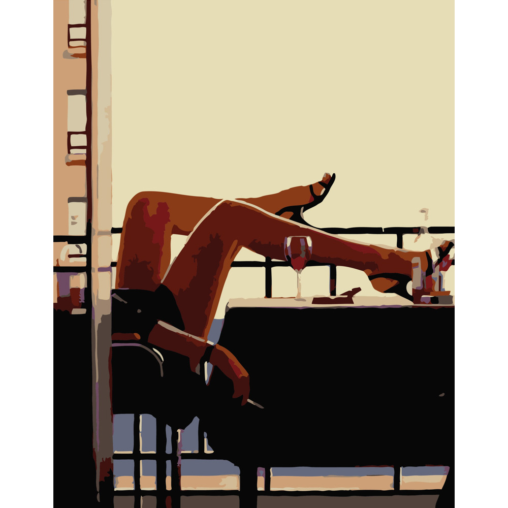 Картина по номерам ПРЕМИУМ Расслабление на балконе