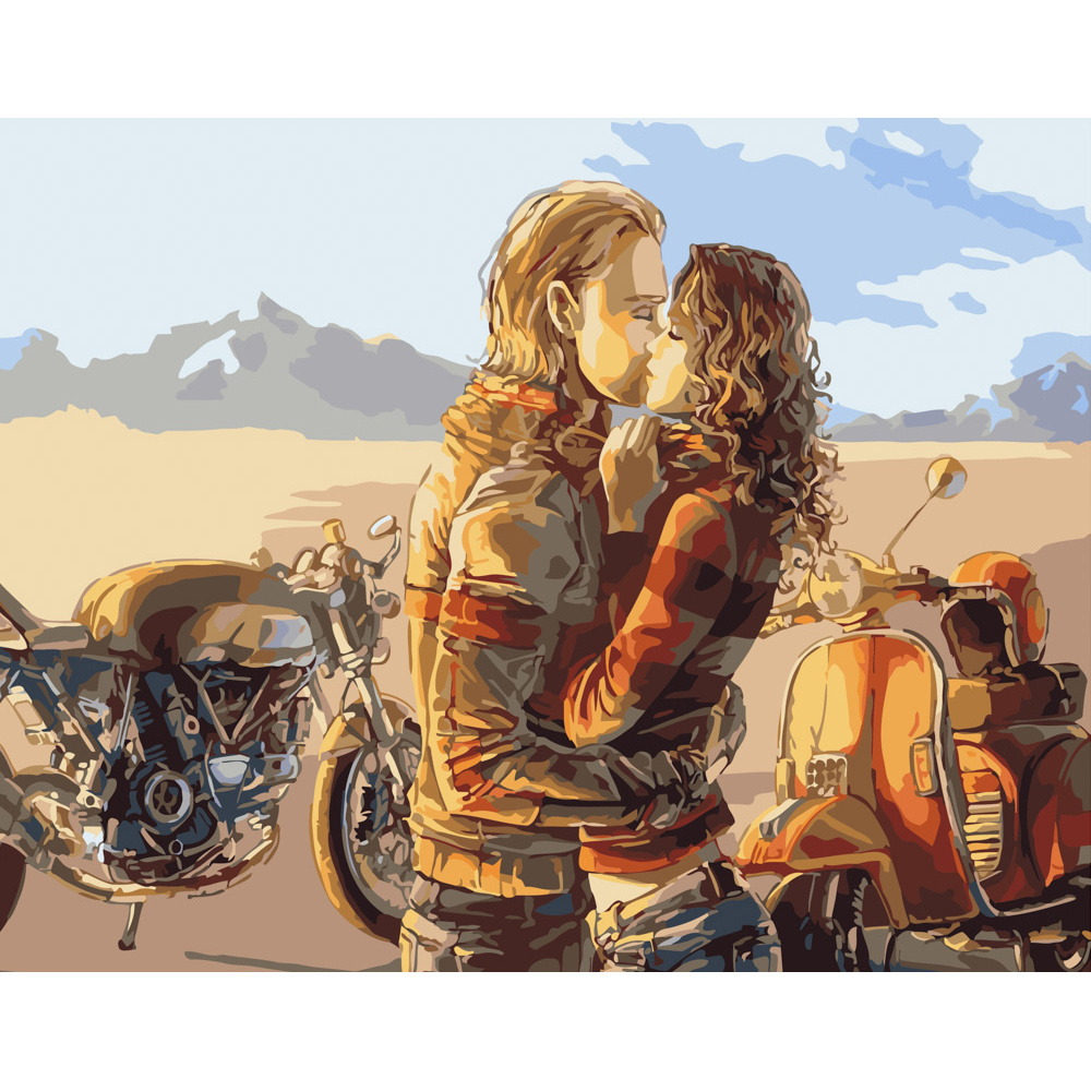 Картина за номерами ПРЕМІУМ Кохання байкерів