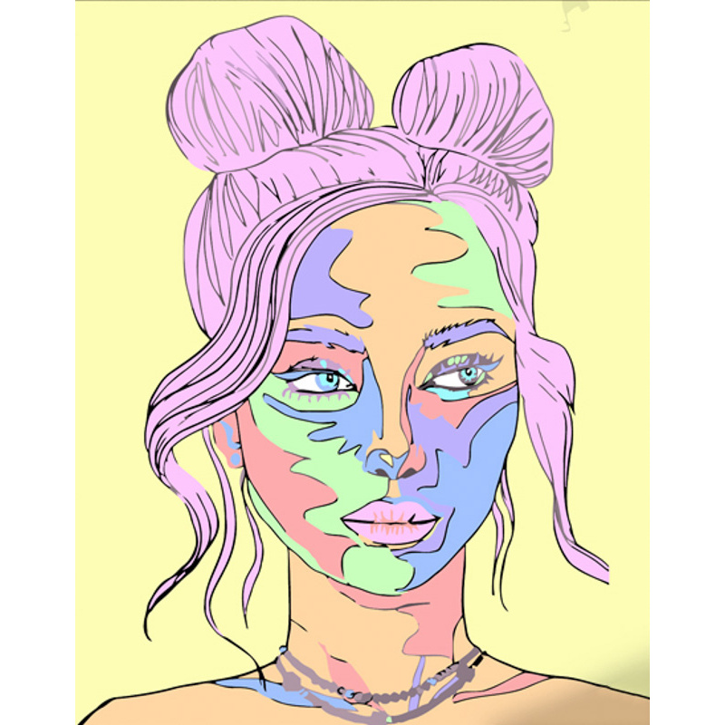 Картина по номерам ПРЕМИУМ Цветная девушка