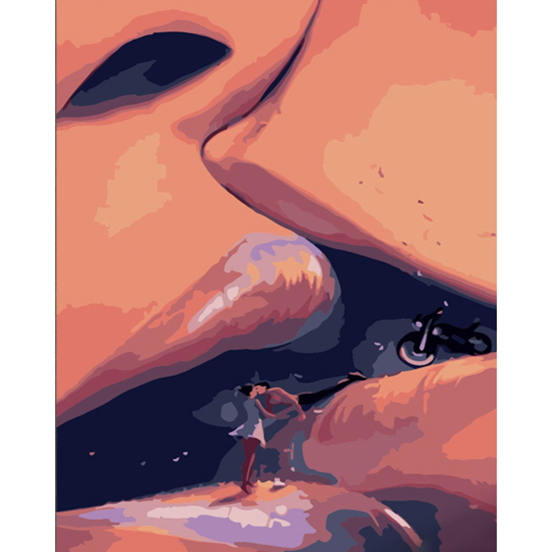 Картина за номерами ПРЕМІУМ Ніжність поцілунка з лаком та з рівнем