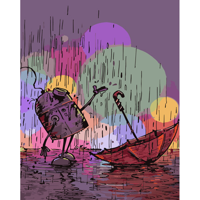 Картина за номерами ПРЕМІУМ Воллі під дощем