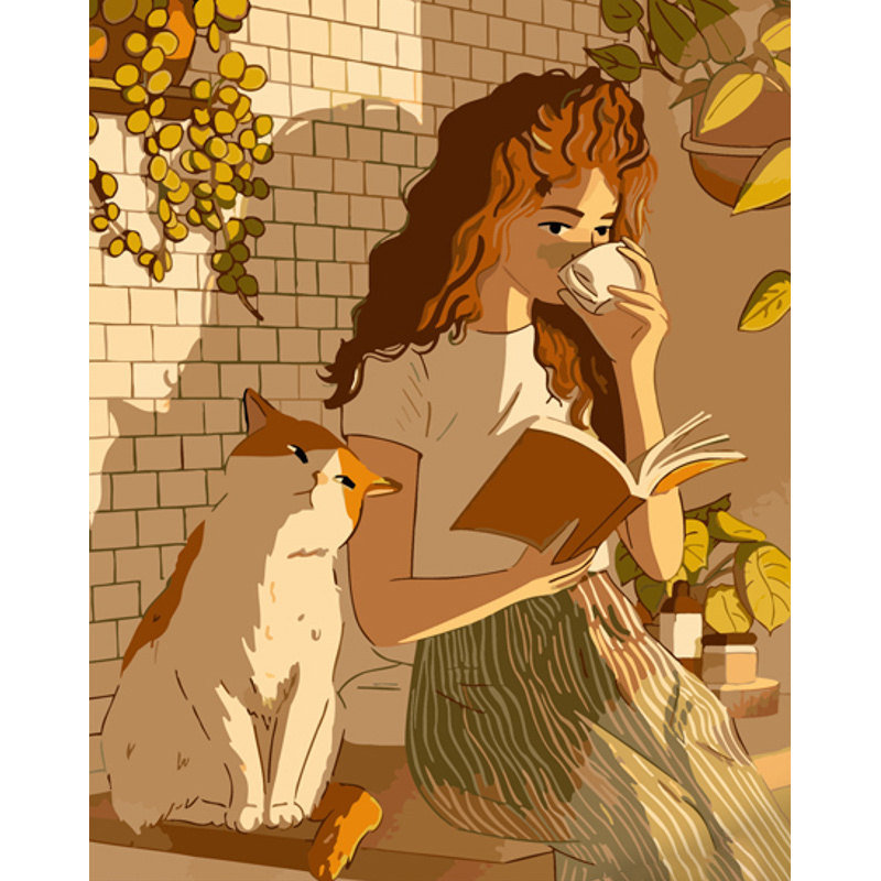 Картина по номерам ПРЕМИУМ Отдых с котом