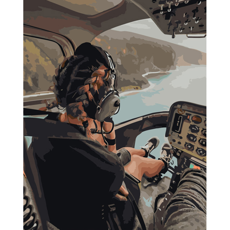 Pilot girl with pigtails size