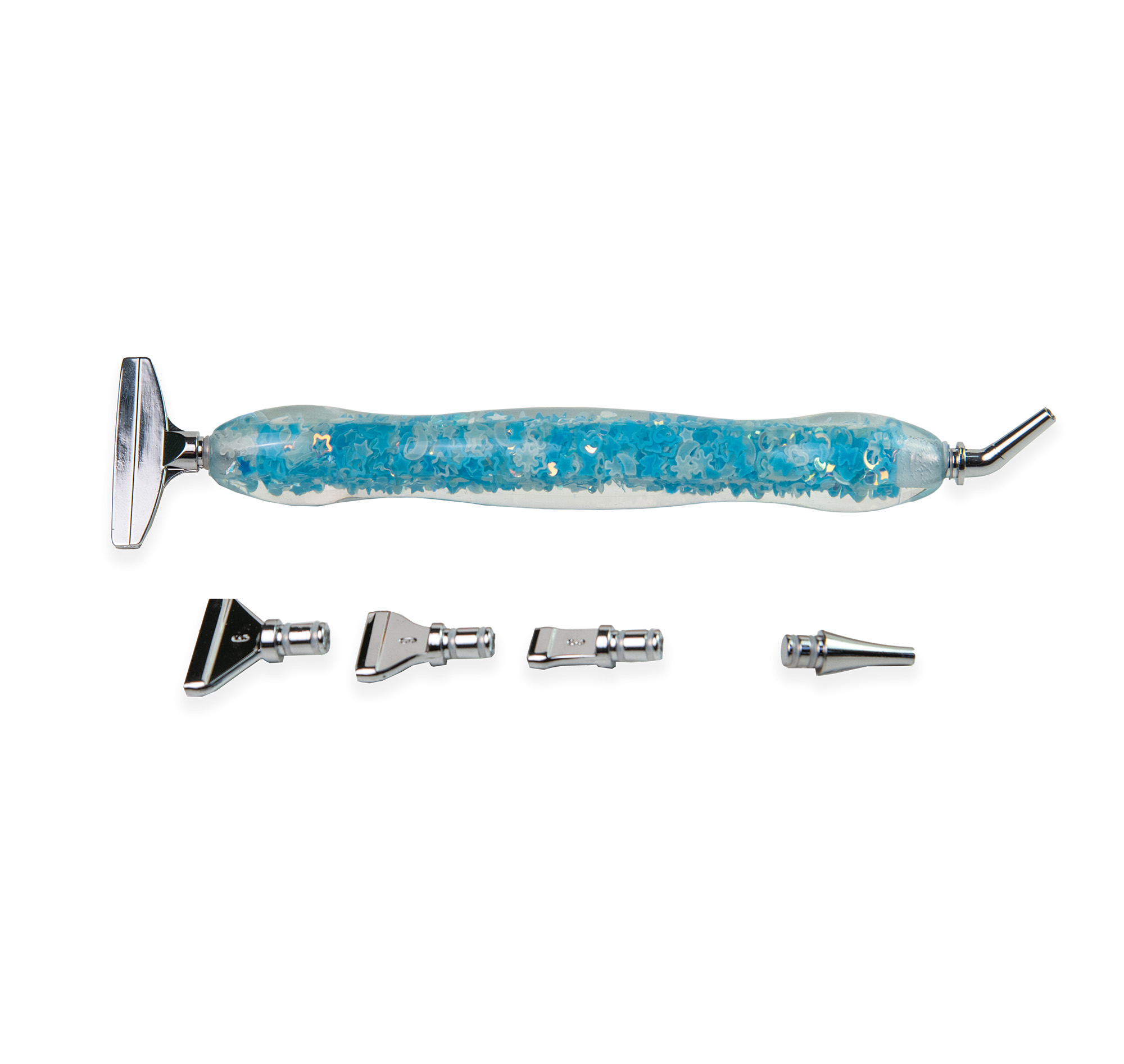 Стилус скляний Фігури – синій (6 змінних насадок) (VA-10021)