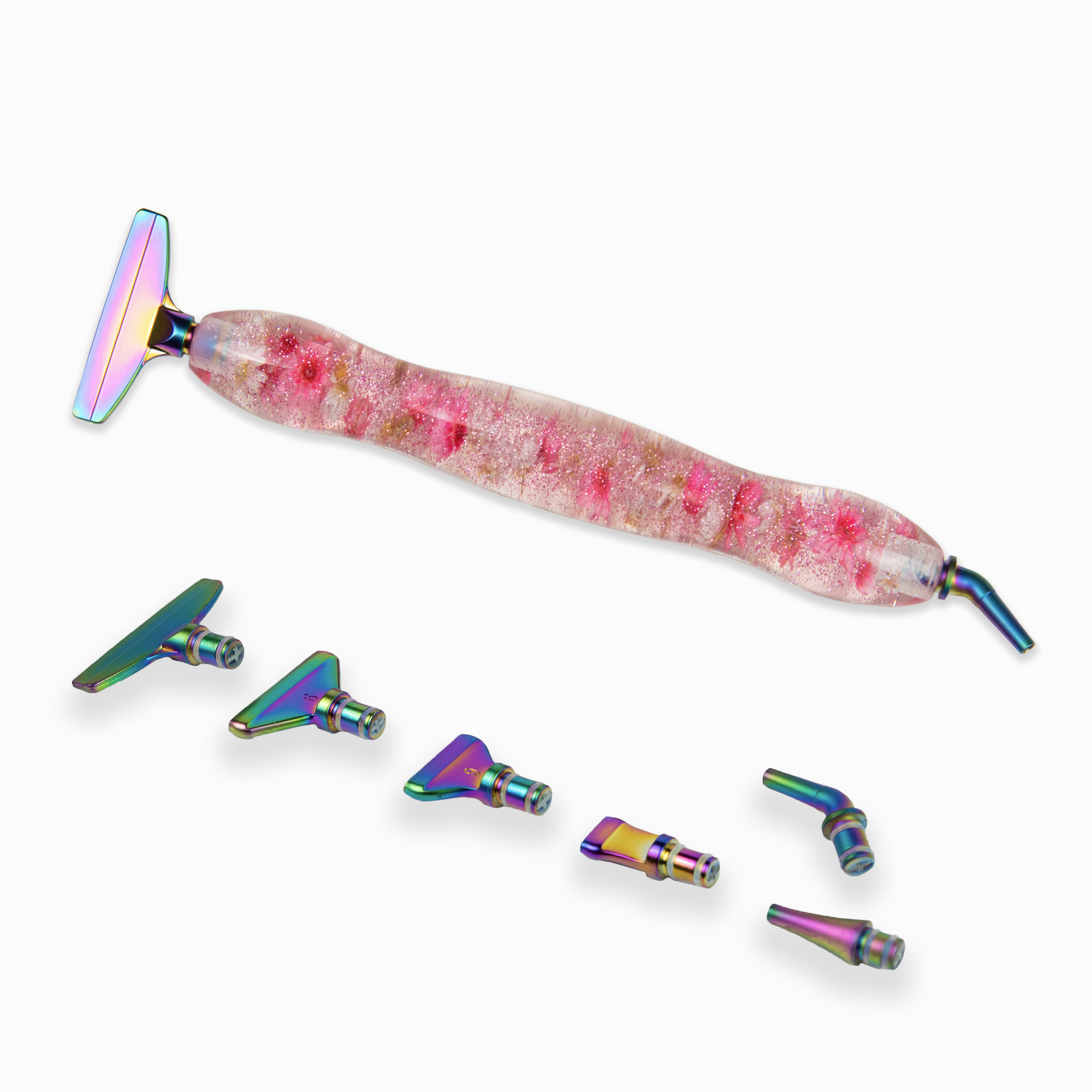 Стилус скляний Квіти (6 змінних насадок) (VA-10026)