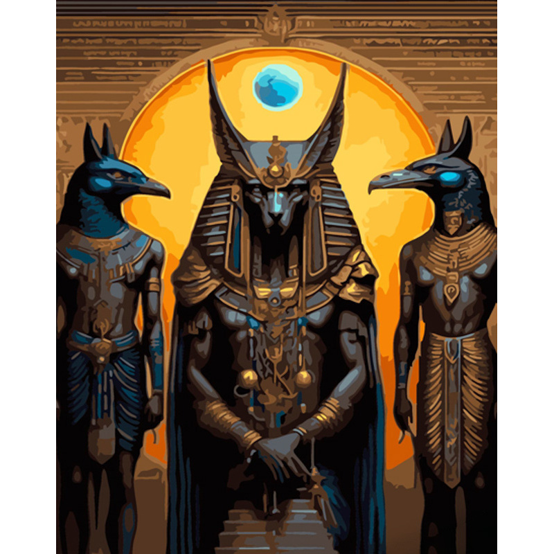 Картина по номерам ПРЕМИУМ Анубис с помощниками с лаком и с уровнем