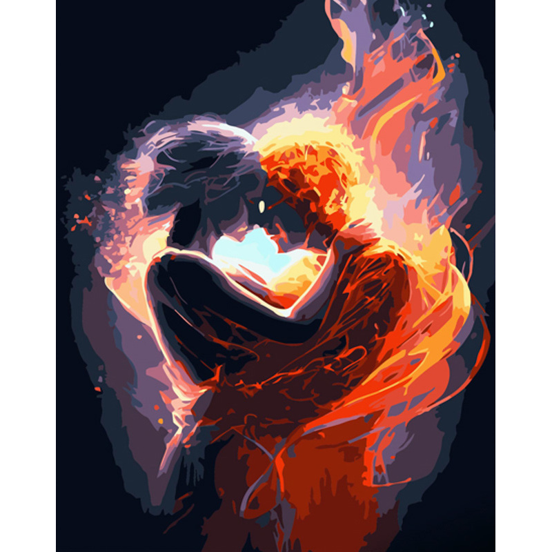 Картина за номерами ПРЕМІУМ Неможливе кохання з лаком та з рівнем