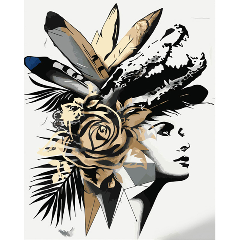 Картина за номерами ПРЕМІУМ Композиція на голові з лаком та з рівнем