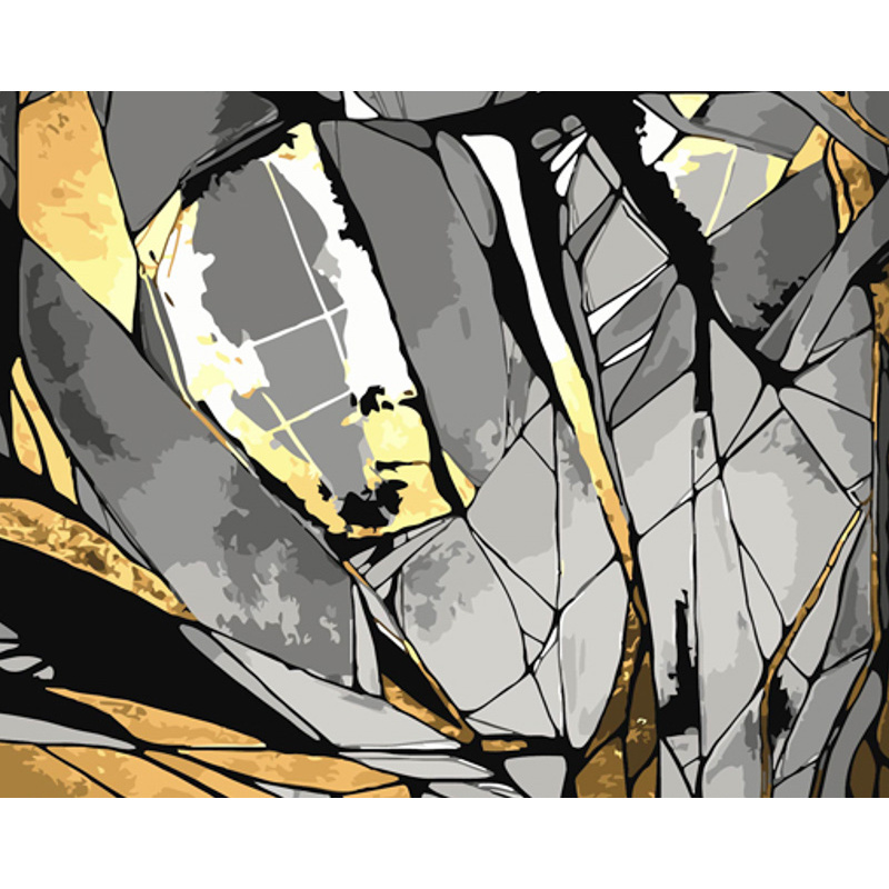 Картина за номерами ПРЕМІУМ Розбите скло з лаком та з рівнем