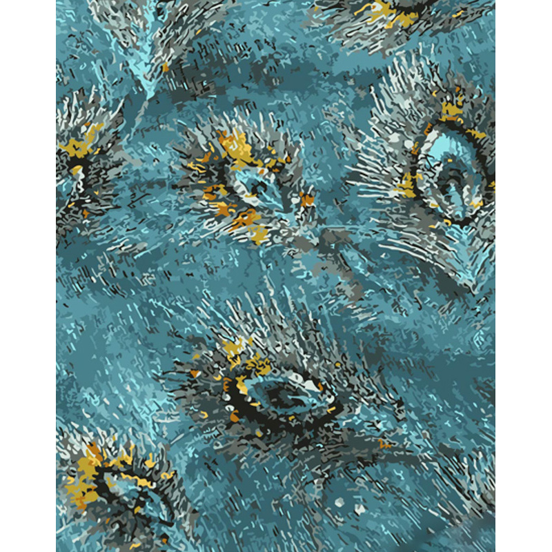 Картина за номерами ПРЕМІУМ Пір'я павича з лаком та з рівнем