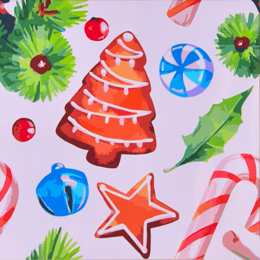 Картина за номерами ПРЕМІУМ Новорічні солодощі з лаком та з рівнем