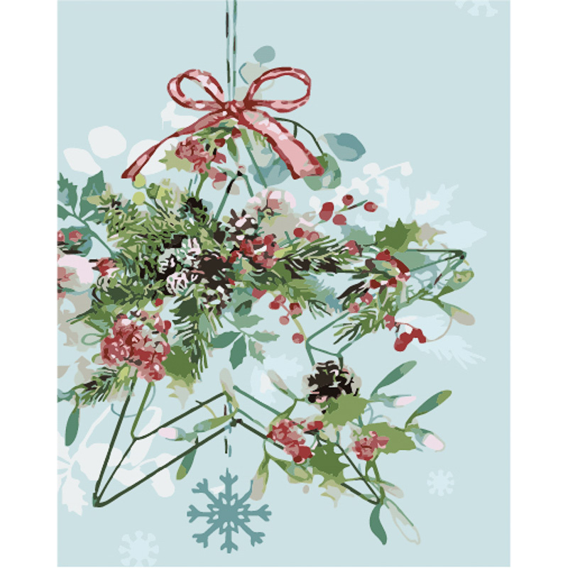 Картина за номерами ПРЕМІУМ Новорічна прикраса з лаком та з рівнем