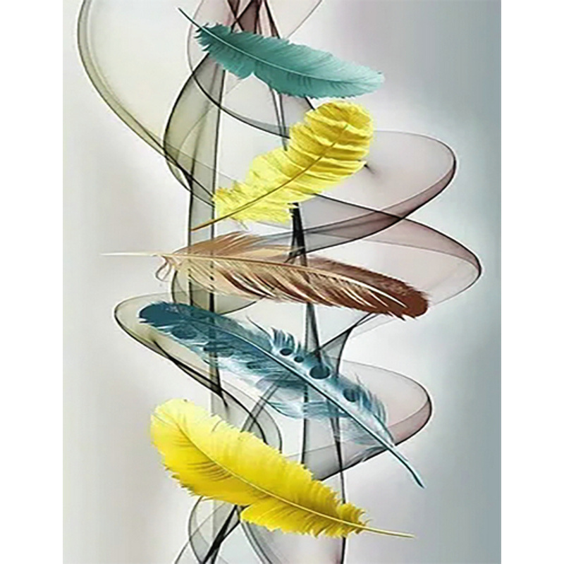 Алмазная мозаика ПРЕМИУМ Абстракция из перьев без подрамника