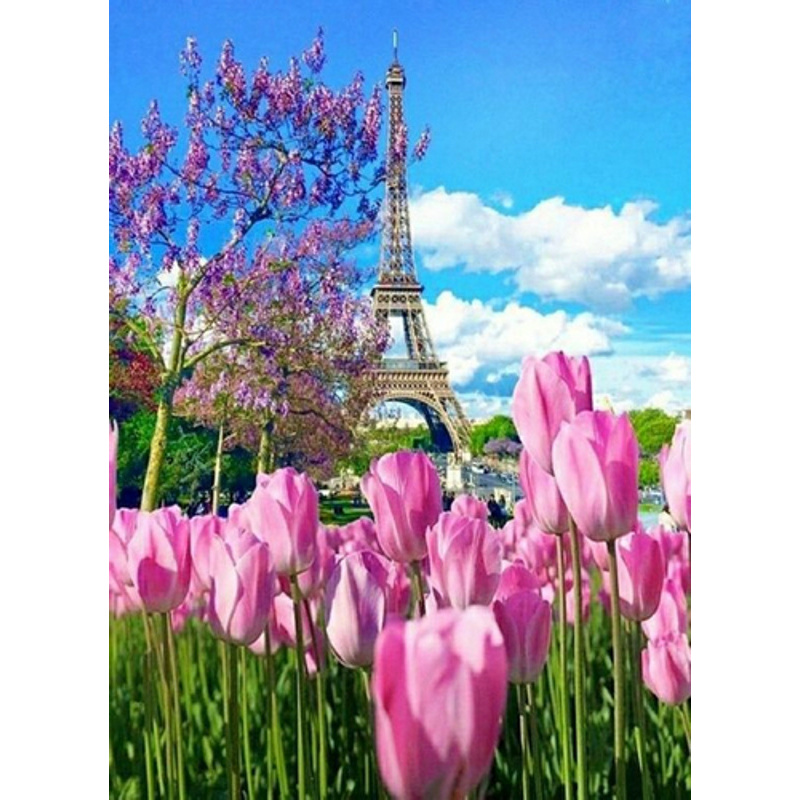 Diamond mosaic Eiffel Tower in spring (without a subframe