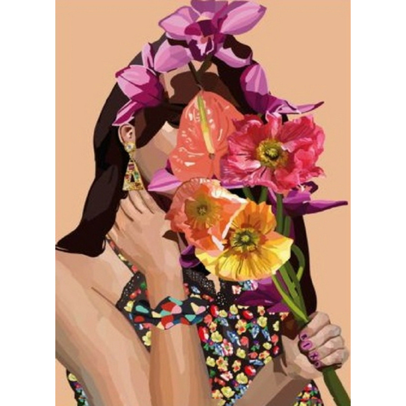 Diamond mosaic Exotic bouquet without a subframe