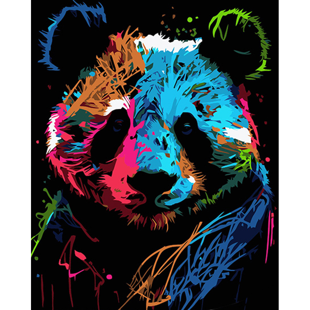 Pop Art Colorful Pandaon a black background
