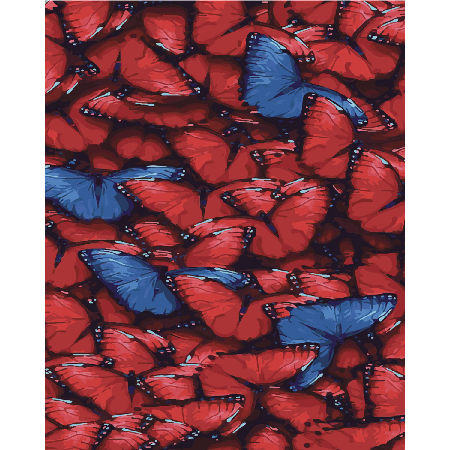 Red butterflies on a colored background size