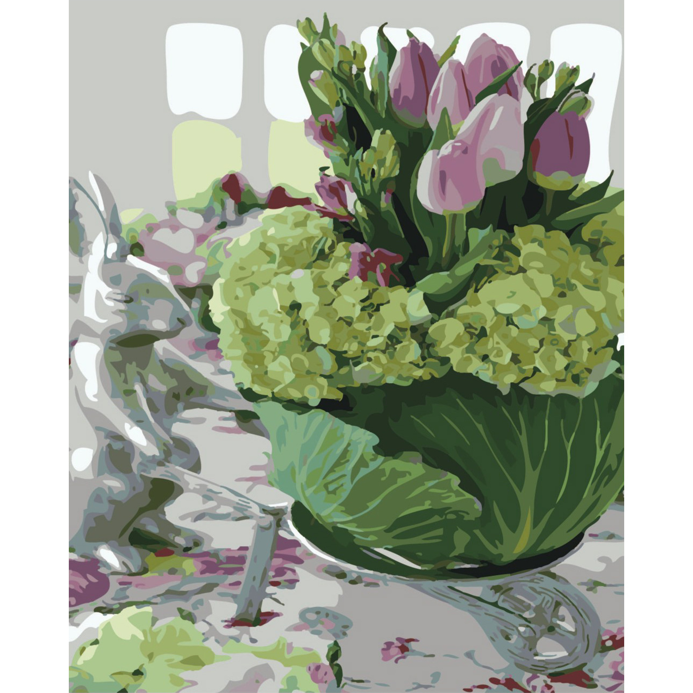 Cabbage bouquet on a colored background size