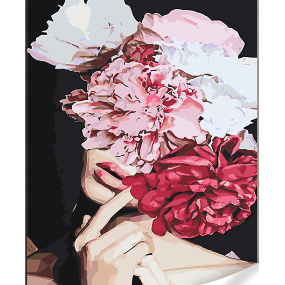 Картина за номерами Думки-півонії на кольоровому фоні