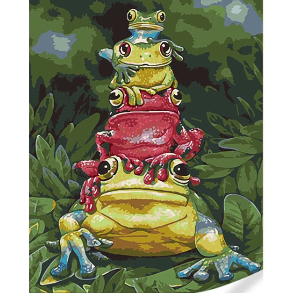 Four frogs on a colored background size