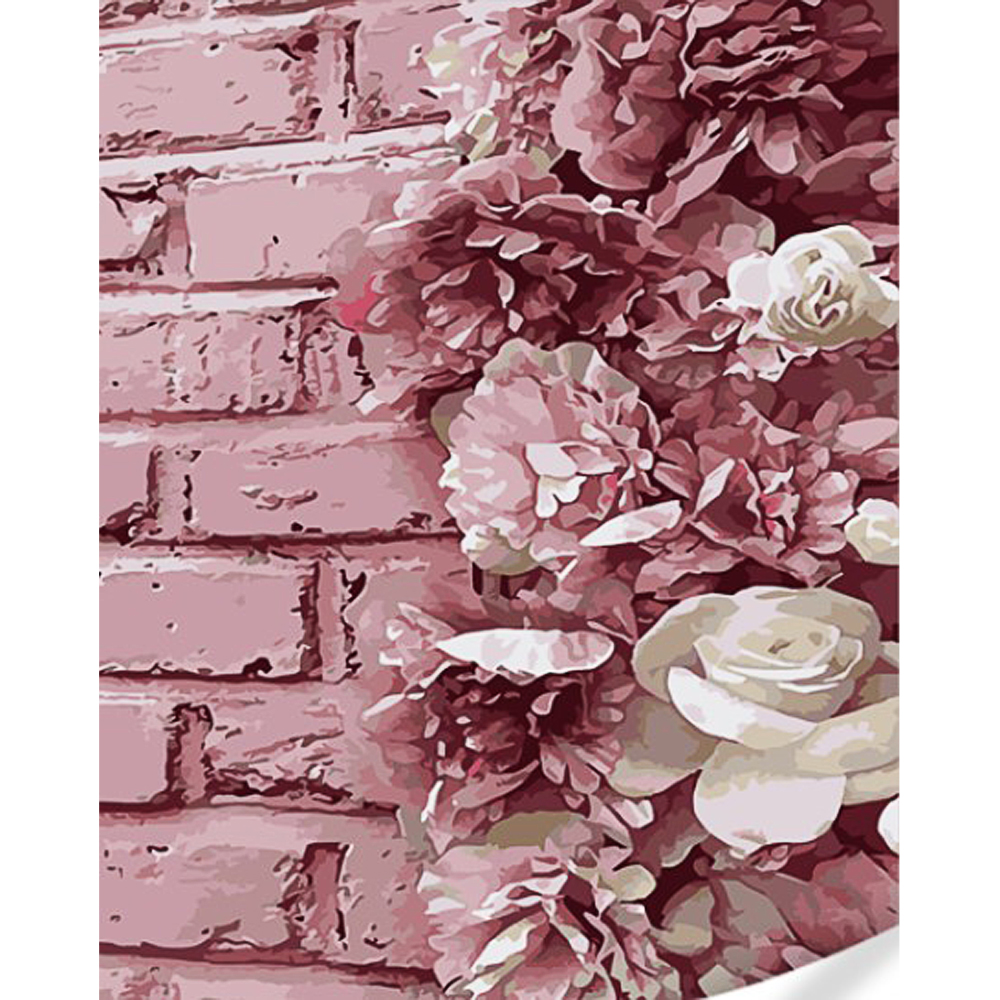 Flowers on the wall on a colored background size