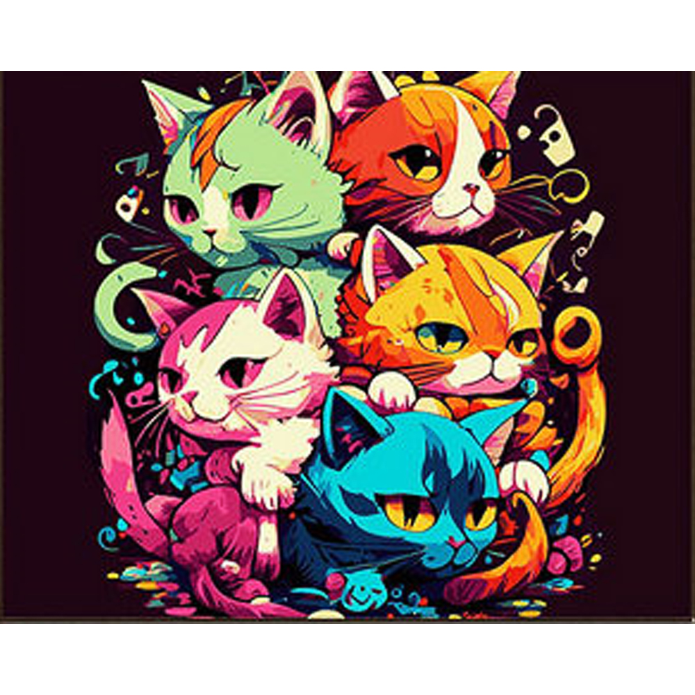 Алмазна мозаїка ПРЕМІУМ П'ять котиків